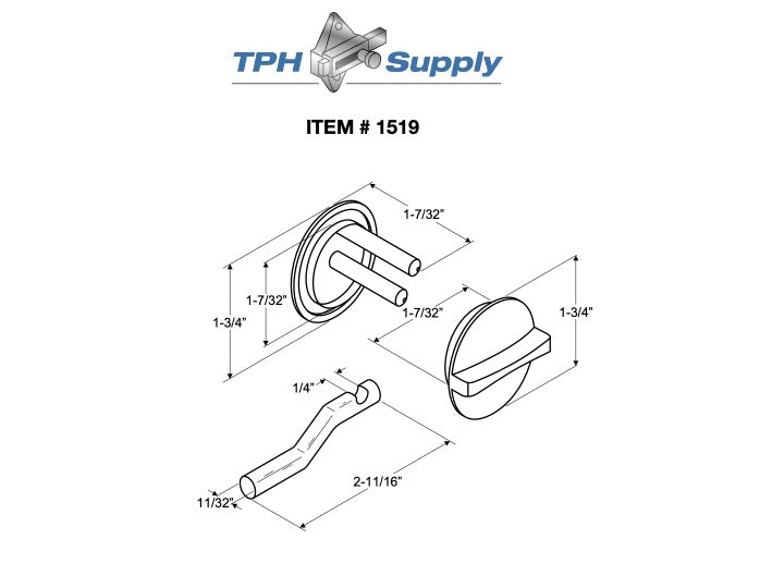 Chrome Plated, Concealed Toilet Latch Assembly With Round Bar - 1519