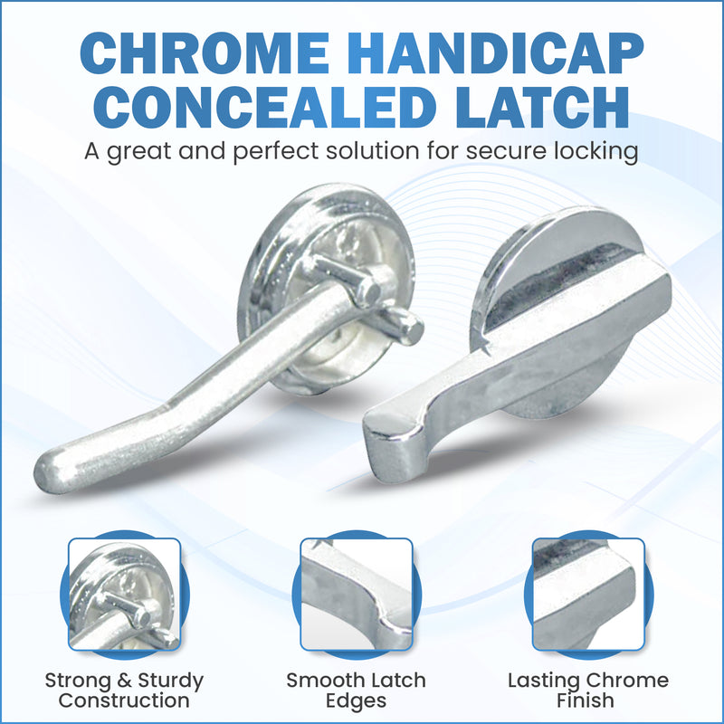 Chrome Handicap Concealed Latch With Bar - ADA Compliant - 1686