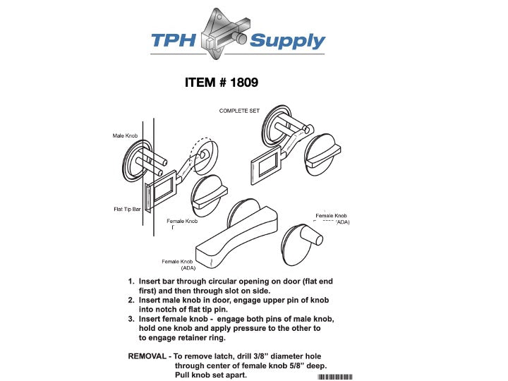 Chrome Plated, Concealed Latch For Steel Doors Flat Bar - ADA Compliant - 1809