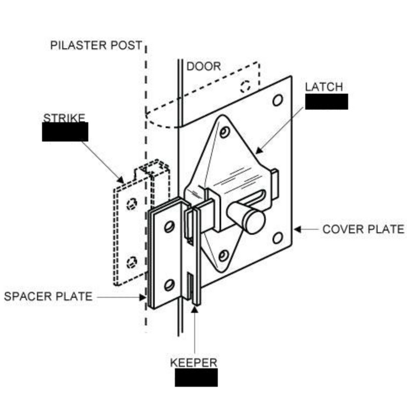 FIX-IT-KIT - Restroom Stall Door Satin Stainless Steel Converts Concealed Latch to Slide Latch Operation Outswing 411170